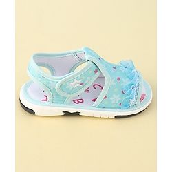Cute Walk By Babyhug Sandals With Velcro Closure & Mesh Detailing - Aqua Blue