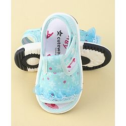 Cute Walk By Babyhug Sandals With Velcro Closure & Mesh Detailing - Aqua Blue