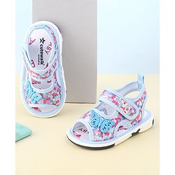 Cute Walk by Babyhug Velcro Closure Sandals with Butterfly Applique  - Blue