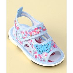 Cute Walk by Babyhug Velcro Closure Sandals with Butterfly Applique  - Blue