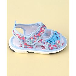 Cute Walk by Babyhug Velcro Closure Sandals with Butterfly Applique  - Blue