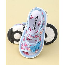 Cute Walk by Babyhug Velcro Closure Sandals with Butterfly Applique  - Blue