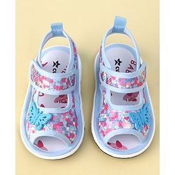 Cute Walk by Babyhug Velcro Closure Sandals with Butterfly Applique  - Blue