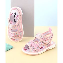 Cute Walk by Babyhug Velcro Closure Sandals with Butterfly Applique  - Light Pink