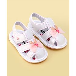 Cute Walk by Babyhug Sandals with Velcro Closure Bow Applique - White(May Very Bow Color)