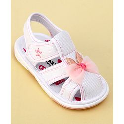 Cute Walk by Babyhug Sandals with Velcro Closure Bow Applique - White(May Very Bow Color)