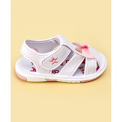 Cute Walk by Babyhug Sandals with Velcro Closure Bow Applique - White(May Very Bow Color)