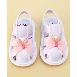 Cute Walk by Babyhug Sandals with Velcro Closure Bow Applique - White(May Very Bow Color)