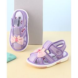 Cute Walk by Babyhug Sandals with Velcro Closure Bow Applique - Purple(May Very Bow Color)