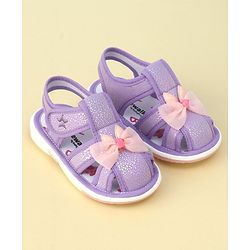 Cute Walk by Babyhug Sandals with Velcro Closure Bow Applique - Purple(May Very Bow Color)