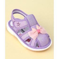 Cute Walk by Babyhug Sandals with Velcro Closure Bow Applique - Purple(May Very Bow Color)