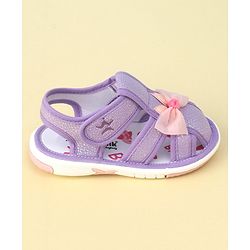 Cute Walk by Babyhug Sandals with Velcro Closure Bow Applique - Purple(May Very Bow Color)