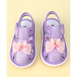 Cute Walk by Babyhug Sandals with Velcro Closure Bow Applique - Purple(May Very Bow Color)