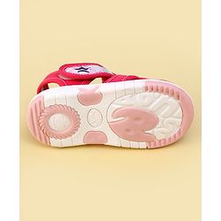 Cute Walk By Babyhug Sandals With Velcro Closure & Bow Applique - Fuchsia