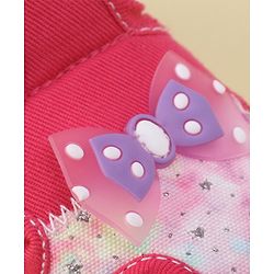 Cute Walk By Babyhug Sandals With Velcro Closure & Bow Applique - Fuchsia