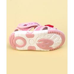 Cute Walk By Babyhug Sandals With Velcro Closure & Bow Applique - Pink