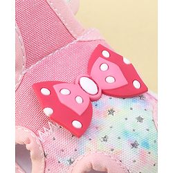 Cute Walk By Babyhug Sandals With Velcro Closure & Bow Applique - Pink