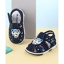 Cute Walk by Babyhug Slip On Sandals with Velcro Closure & Panda Applique - Blue