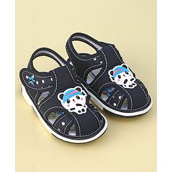 Cute Walk by Babyhug Slip On Sandals with Velcro Closure & Panda Applique - Blue