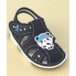 Cute Walk by Babyhug Slip On Sandals with Velcro Closure & Panda Applique - Blue