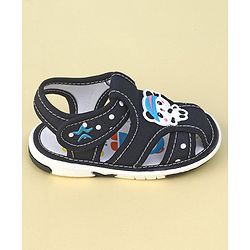 Cute Walk by Babyhug Slip On Sandals with Velcro Closure & Panda Applique - Blue