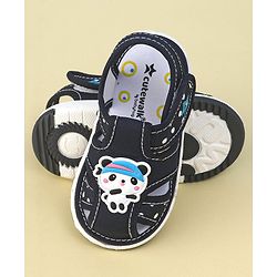 Cute Walk by Babyhug Slip On Sandals with Velcro Closure & Panda Applique - Blue