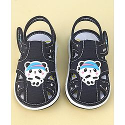 Cute Walk by Babyhug Slip On Sandals with Velcro Closure & Panda Applique - Blue