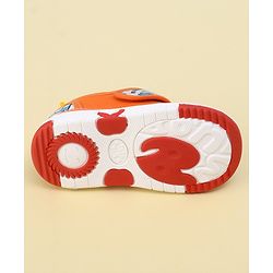 Cute Walk By Babyhug Sandals With Velcro Closure & Dino Print - Orange