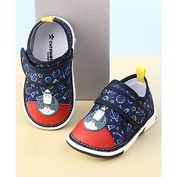 Cute Walk By Babyhug Sandals With Velcro Closure & Space Theme Detailing - Navy Blue