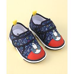Cute Walk By Babyhug Sandals With Velcro Closure & Space Theme Detailing - Navy Blue