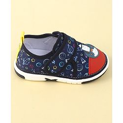 Cute Walk By Babyhug Sandals With Velcro Closure & Space Theme Detailing - Navy Blue