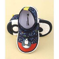 Cute Walk By Babyhug Sandals With Velcro Closure & Space Theme Detailing - Navy Blue
