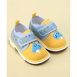 Cute Walk by Babyhug Velcro Closure Sandals with Dino Patch Applique  - Yellow