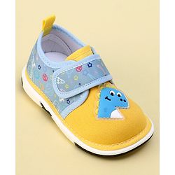 Cute Walk by Babyhug Velcro Closure Sandals with Dino Patch Applique  - Yellow