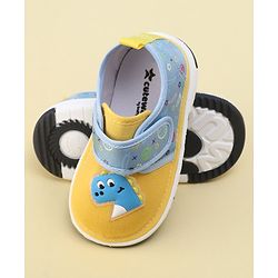 Cute Walk by Babyhug Velcro Closure Sandals with Dino Patch Applique  - Yellow