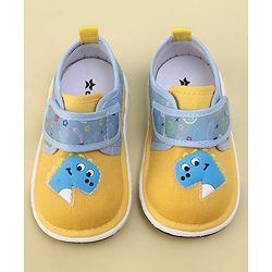 Cute Walk by Babyhug Velcro Closure Sandals with Dino Patch Applique  - Yellow