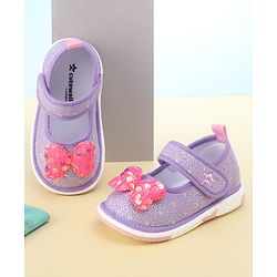 Cute Walk by Babyhug Velcro Closure Sandals with Sequin Bow Applique  - Purple