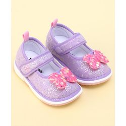 Cute Walk by Babyhug Velcro Closure Sandals with Sequin Bow Applique  - Purple