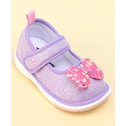 Cute Walk by Babyhug Velcro Closure Sandals with Sequin Bow Applique  - Purple