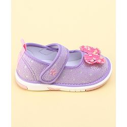Cute Walk by Babyhug Velcro Closure Sandals with Sequin Bow Applique  - Purple