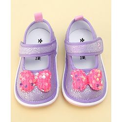 Cute Walk by Babyhug Velcro Closure Sandals with Sequin Bow Applique  - Purple