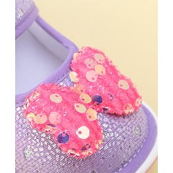 Cute Walk by Babyhug Velcro Closure Sandals with Sequin Bow Applique  - Purple
