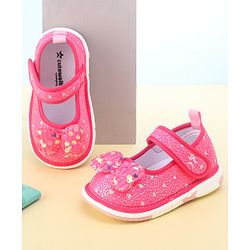 Cute Walk by Babyhug Velcro Closure Sandals with Sequin Bow Applique  - Fuchsia