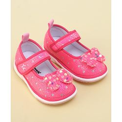 Cute Walk by Babyhug Velcro Closure Sandals with Sequin Bow Applique  - Fuchsia