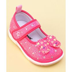 Cute Walk by Babyhug Velcro Closure Sandals with Sequin Bow Applique  - Fuchsia