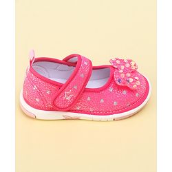 Cute Walk by Babyhug Velcro Closure Sandals with Sequin Bow Applique  - Fuchsia
