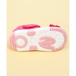 Cute Walk by Babyhug Velcro Closure Sandals with Sequin Bow Applique  - Fuchsia