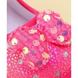 Cute Walk by Babyhug Velcro Closure Sandals with Sequin Bow Applique  - Fuchsia