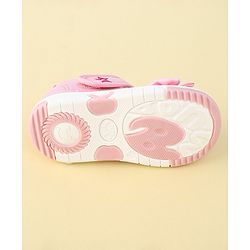 Cute Walk by Babyhug Velcro Closure Sequinned Sandals with Bow Applique - Pink