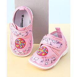 Cute Walk by Babyhug Velcro Closure Sandals with Ice Cream Print - Pink
